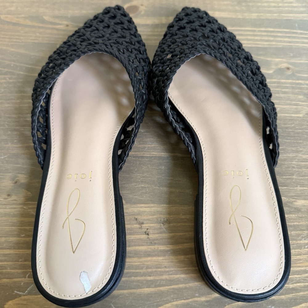 Joie Womens 7.5M Black Faux Leather Behold Slip On Pointy Toe‎ Mules Flats Shoes - Picture 6 of 8